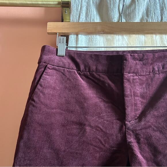 Kut from the Kloth Burgundy Plum Corduroy Cropped Trouser Pants NWT Size 2P - Picture 2 of 8